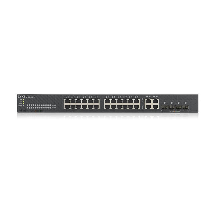 ZyXEL GS1920-24v2, 28 Port Smart Managed Switch 24x Gigabit Copper and 4x Gigabit dual pers., hybird mode, standalone or NebulaFlex Cloud