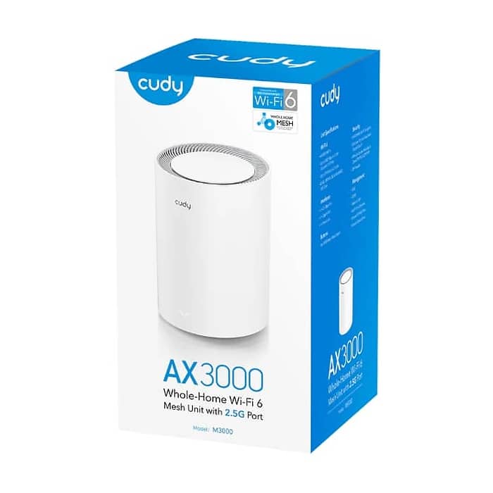 Cudy M3000 (1-Pack) AX3000 Wi-Fi 6 Mesh 2.5G Solution Dual-Band 2402Mbps at 5GHz + 574Mbps at 2.4GHz (тъмнейл - 4)