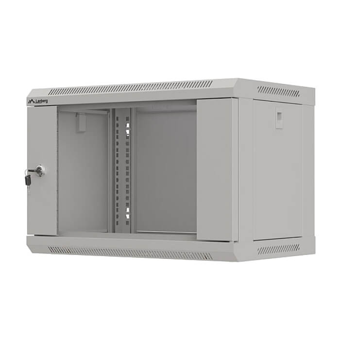 Lanberg rack cabinet 19" wall-mount 6U/540x350 (flat pack) with glass door grey ID 87607 (тъмнейл - 2)