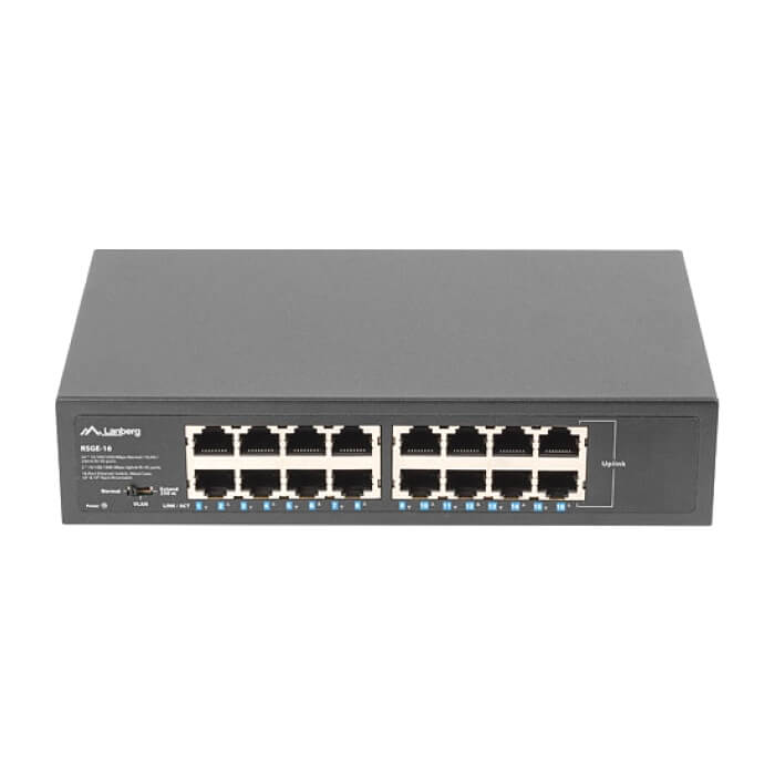 Lanberg switch rsge-16 16x 1GB gigabit ethernet unmanaged rack 10"/19" (тъмнейл - 5)