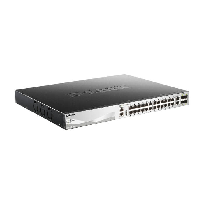 D-Link 24x10/100/1000Base-T PoE ports (370W budget) Layer 3 Stackable Managed Gigabit Switch with 2x10GBASE-T ports and 4xSFP+ ports (тъмнейл - 2)