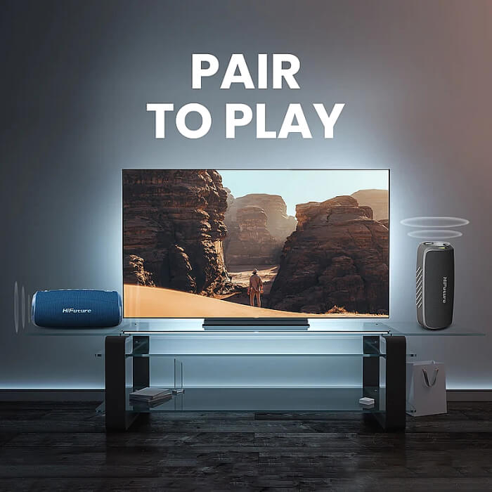 HiFuture Gravity Blue, 2-Way Speaker System, 30W*1+15W*1, IPX7 Waterproof, Up to 10 Hours Playtime, Bluetooth 5.3, Pair to Play (TWS Mode) ID 94760 (тъмнейл - 3)