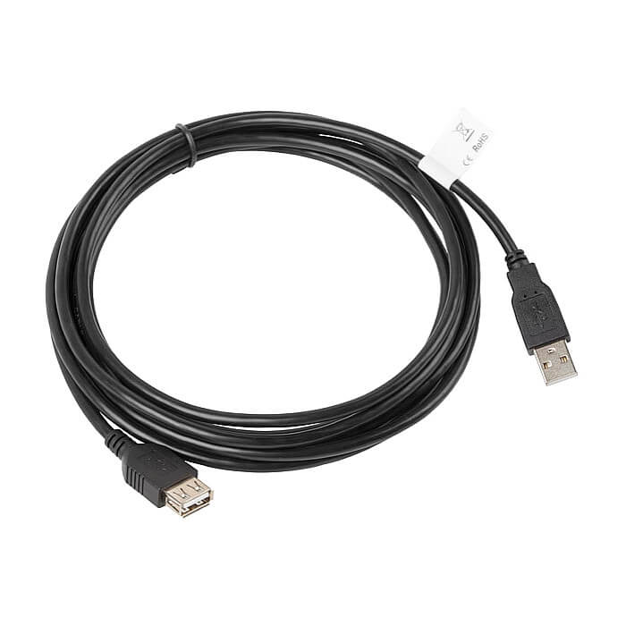 Кабел - Lanberg extension cable USB 2.0 AM-AF 2.0, 3m, black ID 72651 (тъмнейл - 2)