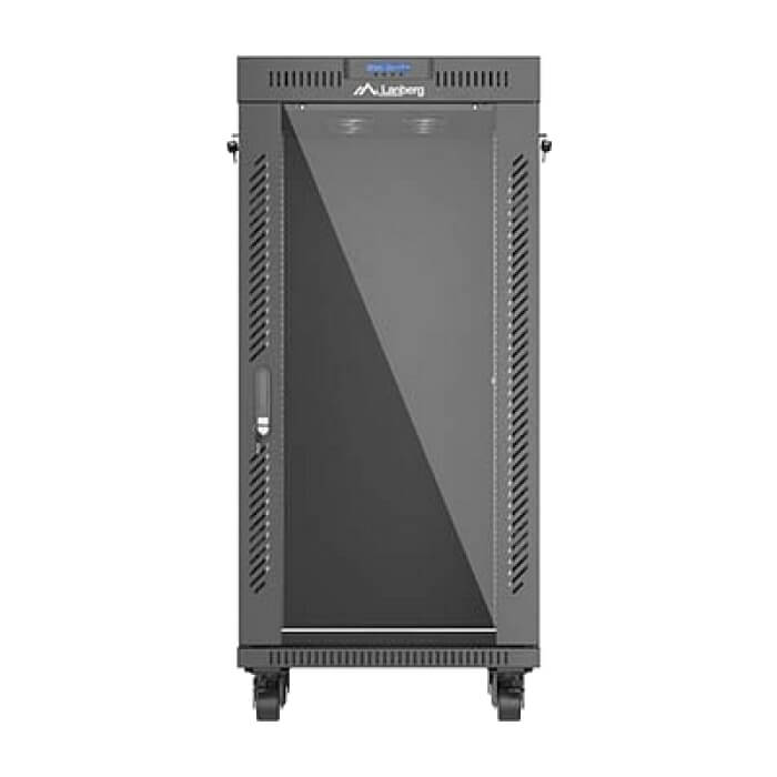 Lanberg Rack Cabinet 19" Free-Standing 24U/600X600 (FlAT Pack) With Glass Door LCD Black V2 ID 98069 на супер цена