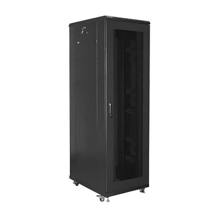 Lanberg rack cabinet 19" free-standing 42U / 800x800 self-assembly flat pack with mesh door, black ID 71910 (тъмнейл - 2)