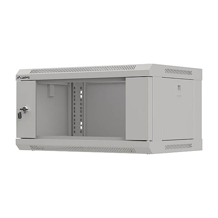 Lanberg rack cabinet 19" wall-mount 4U/540x350 (flat pack) with glass door grey ID 87613 (тъмнейл - 2)