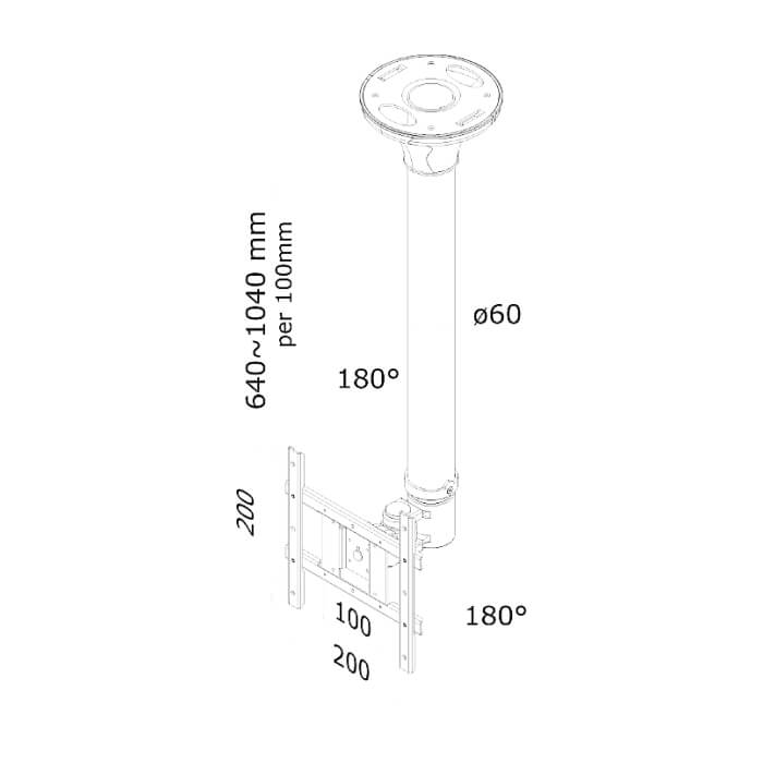 Neomounts by NewStar Flat Screen Ceiling Mount (Height: 64-105 cm) ID 66727 (тъмнейл - 3)