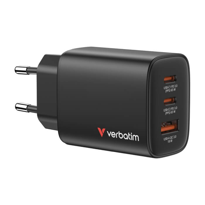 Verbatim Essentials GaN Charger 65W EU plug Black ID 92829 (тъмнейл - 2)