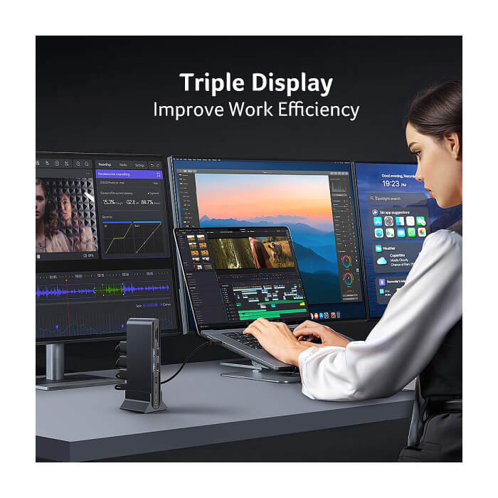 Acer Type C Universal docking station 15in1, 2 x HDMI 4K@60Hz, 1 x DP 8k@30Hz, 5 x USB A, 1 x USB C, 1 x RJ45, 1x SD /Micro SD, 1 x TF, 1 x Audio 3.5mm jack, Windows, ChromeOS, ma (тъмнейл - 2)