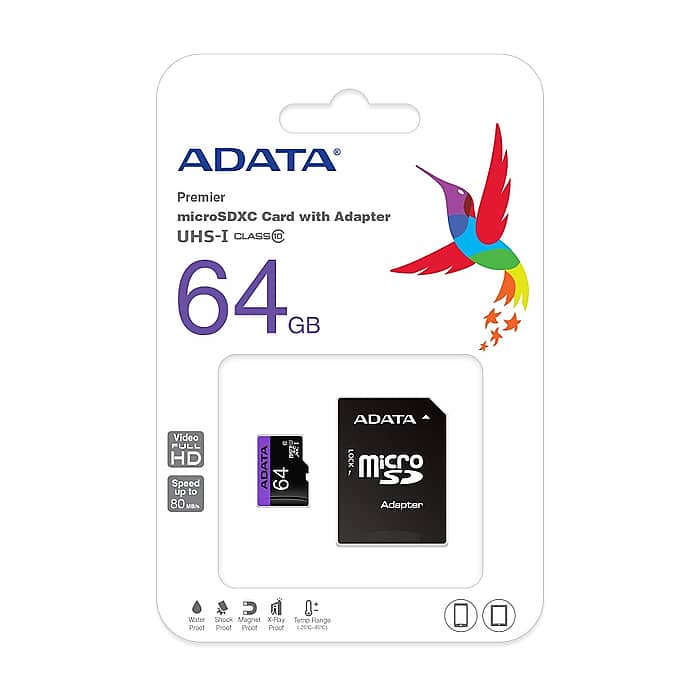 ADATA 64GB MicroSDXC UHS-I CLASS 10 (with adapter) на супер цена от GT Computers ADATA 64GB MicroSDXC UHS-I CLASS 10 (with adapter) на супер цена