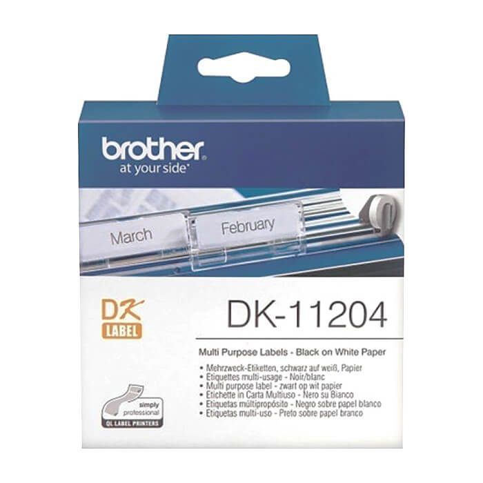 Brother DK-11204 Multi Purpose Labels, 17mmx54mm, 400 labels per roll, Black on White ID 70789 на супер цена