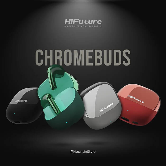 HiFuture ChromeBuds Green, Metallic Charge Case, 4 MICS ENC, Wireless 5.4, Up to 6 Hours Battery Life by one charge, IPX5, Ultra Bass, Up to 30 Hours Battery Life Combined ID 94728 (тъмнейл - 2)