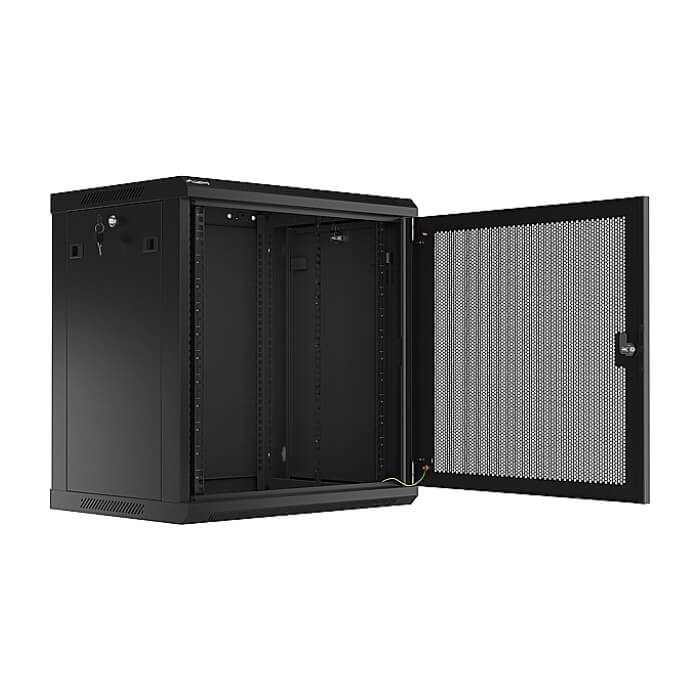 Lanberg rack cabinet 19" wall-mount 12U/600x450 with perforated door black (flat pack) ID 87618 (тъмнейл - 2)