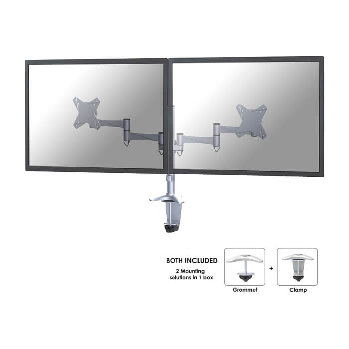 Neomounts by NewStar Flat Screen Desk Mount (clamp/grommet) for 2 Monitor Screens ID 66764 (тъмнейл - 2)