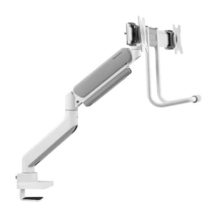 Neomounts by NewStar Screen Desk Mount 2 screens (topfix clamp & grommet) for 2 Monitor Screens, White ID 66740