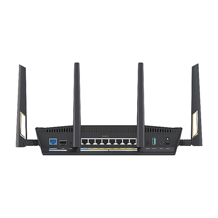 Asus Gaming Wireless Router, RT-BE88U, BE7200, Dual-Band, Quad-Core 2.6GHz CPU, 256MB/2GB Flash/RAM, 4K-QAM, MLO, 10G dual-port, SFP+, 2.5G quad-port, AiProtection Pro, Adaptive QoS, VPN Fusion, Instant Guard, IPTV, OFDMA, MU-MIMO, AiMesh, Black на супер цена