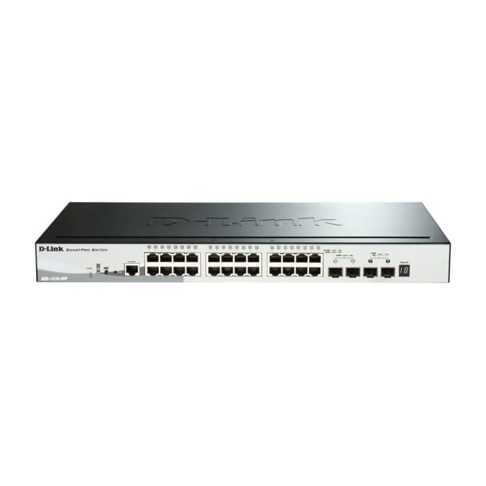 D-Link 28-Port Gigabit Stackable SmartPro PoE Switch including 2 SFP ports and 2 x 10G SFP+ ports на супер цена