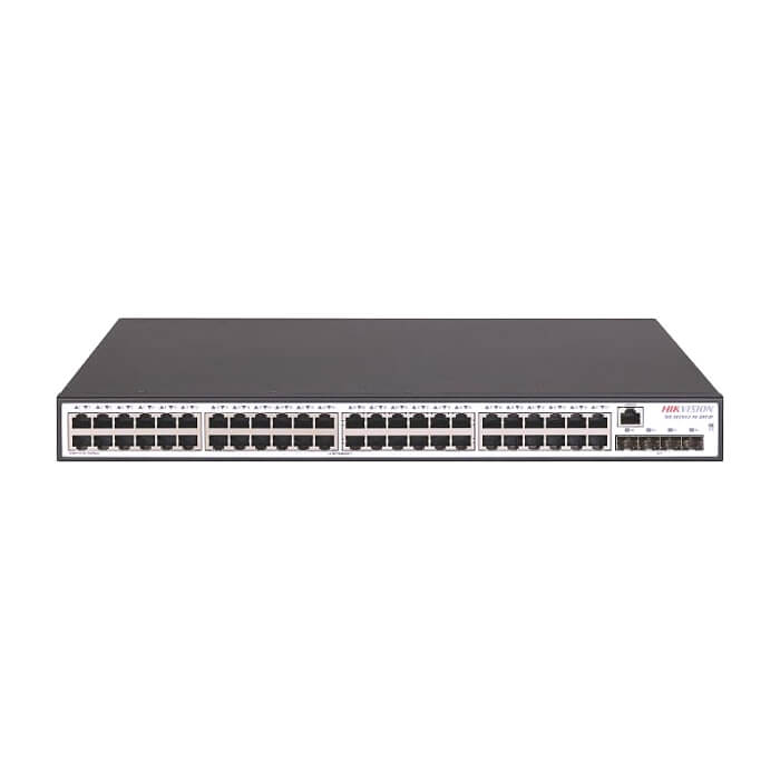 HikVision 48 GE RJ45, 4 GE SFP, Smart L2+ Switch, 48 x Gigabit RJ45 port, 4 x Gigabit fiber optical port, switching capacity 104 Gbps, 6 kV Surge Protection на супер цена