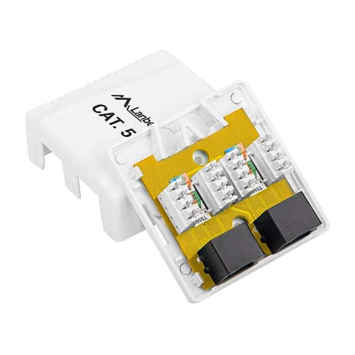 Lanberg surface-mount box CAT.5e UTP UNshielded 2X RJ45, white ID 72017 (тъмнейл - 3)