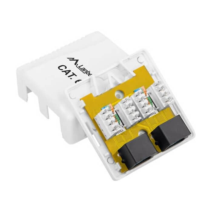 Lanberg surface-mount box CAT.6 UTP UNshielded 2X RJ45, white ID 72015 (тъмнейл - 3)