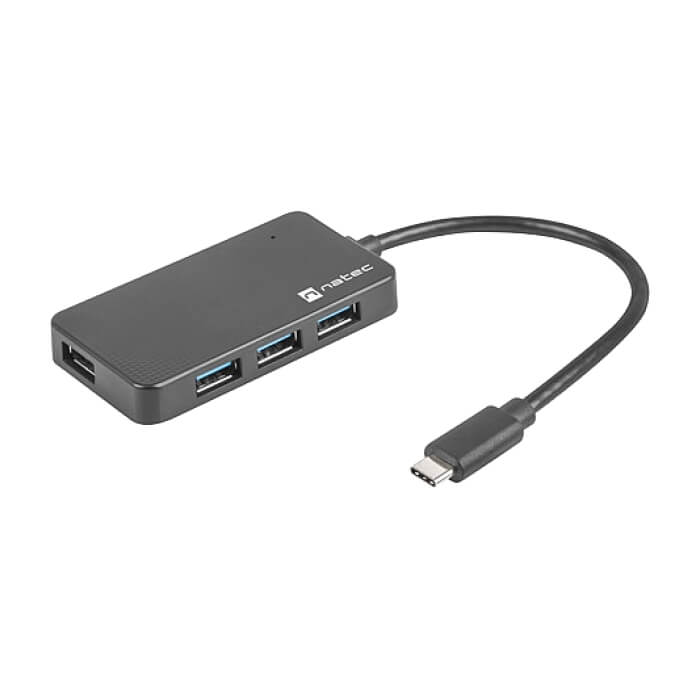 Natec usb 3.0 hub silkworm 4-ports black usb-c (тъмнейл - 2)