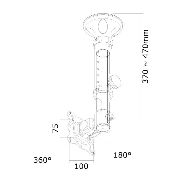 Neomounts by NewStar Flat Screen Ceiling Mount (Height: 37-47 cm) ID 66735 (тъмнейл - 3)