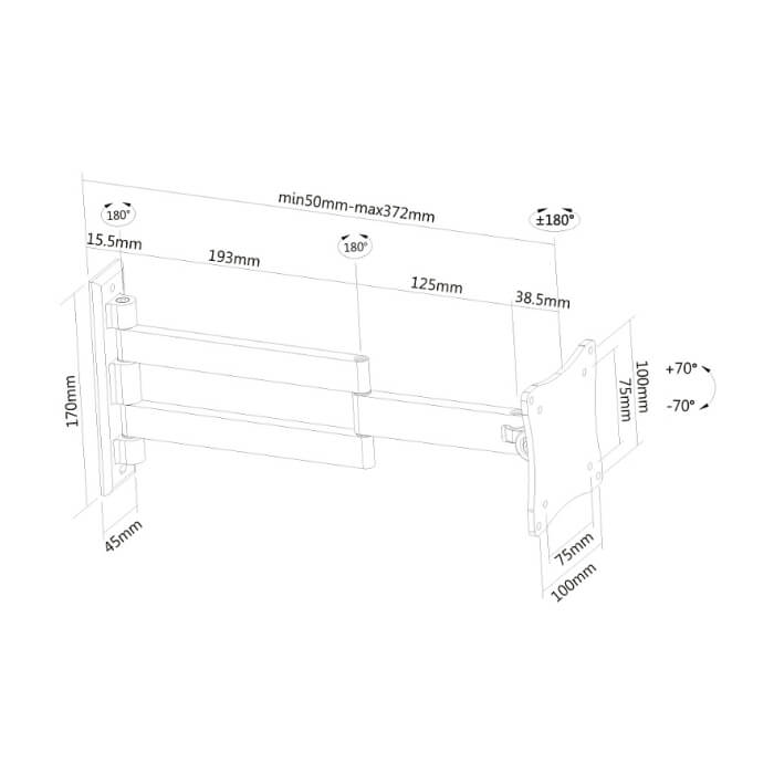 Neomounts by NewStar Flat Screen Wall Mount (3 pivots & tiltable) ID 66906 (тъмнейл - 3)