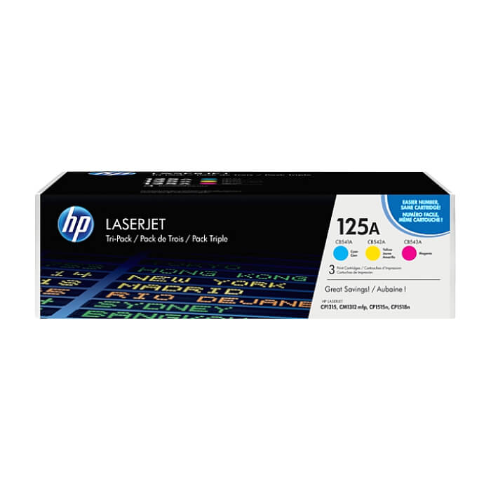 HP 125A CYM Tri-Pack LaserJet Toner Cartridge ID 68879