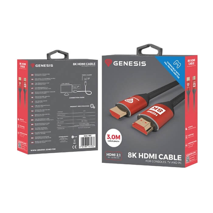 Кабел - Genesis Ultra High-Speed HDMI Cable For PS5/PS4 3M 8K V2.1 ID 72749 (тъмнейл - 3)