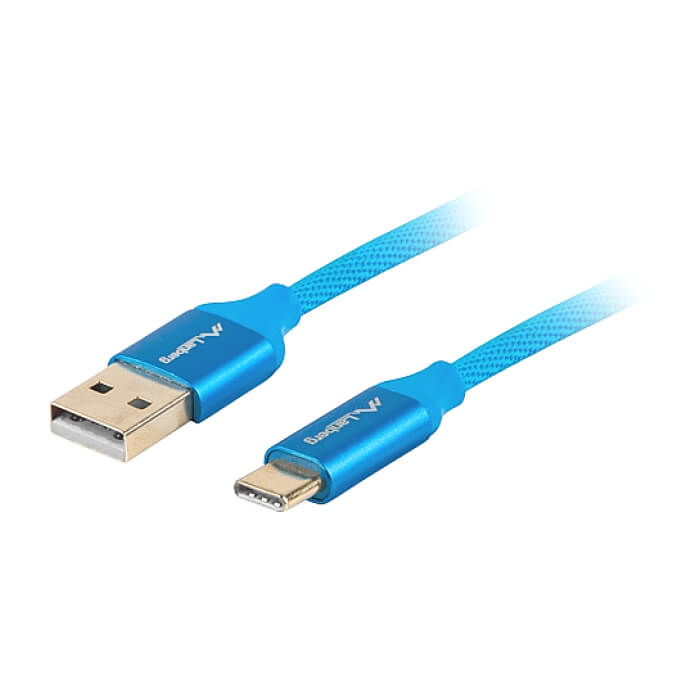 Кабел - Lanberg USB-C(M) -> USB-A (M) 2.0 cable 1.8m, blue QC 3.0 premium ID 72611 (тъмнейл - 2)