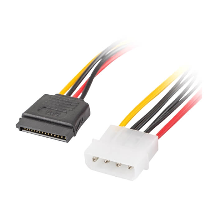 Lanberg molex (m) 4 pin -> 2x SATA (f) 15 pin, cable 30cm (тъмнейл - 3)