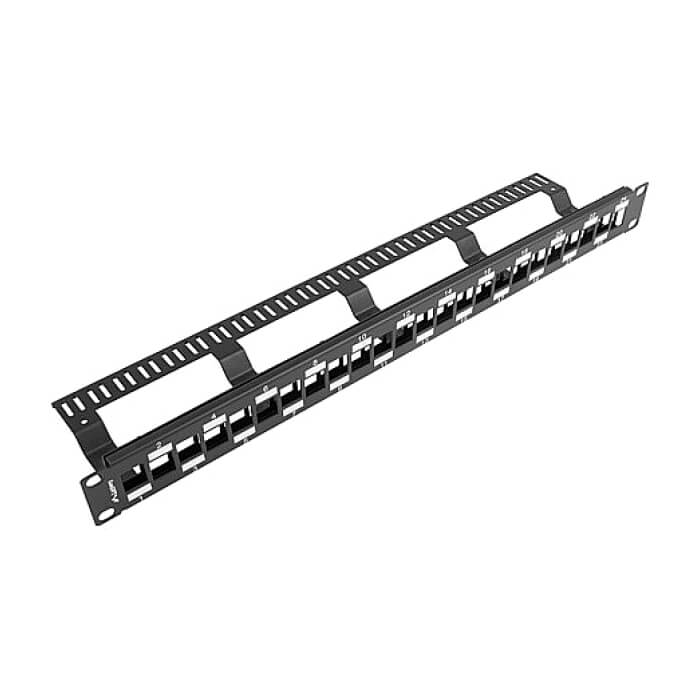 Lanberg patch panel blank 24 port 1U staggered with organizer for keystone modules, black ID 87713 (тъмнейл - 2)