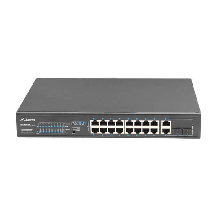 Lanberg switch 16x 100mb poe+/2x 1GB/1x sfp rack 19" unmanaged gigabit ethernet 250w (тъмнейл - 3)