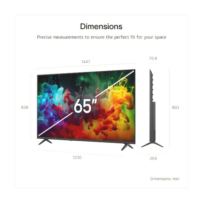 LG 65QNED71B3B., 65" 4K QNED MiniLED Smart TV, 3840x2160, DVB-T2/C/S2, Alpha 7 AI Processor, HDR10 / HLG, webOS 26 ThinQ, VRR / ALLM / HGiG, 4K Super Upscaling, WiFi 5, Blueto ID 98283 (тъмнейл - 2)