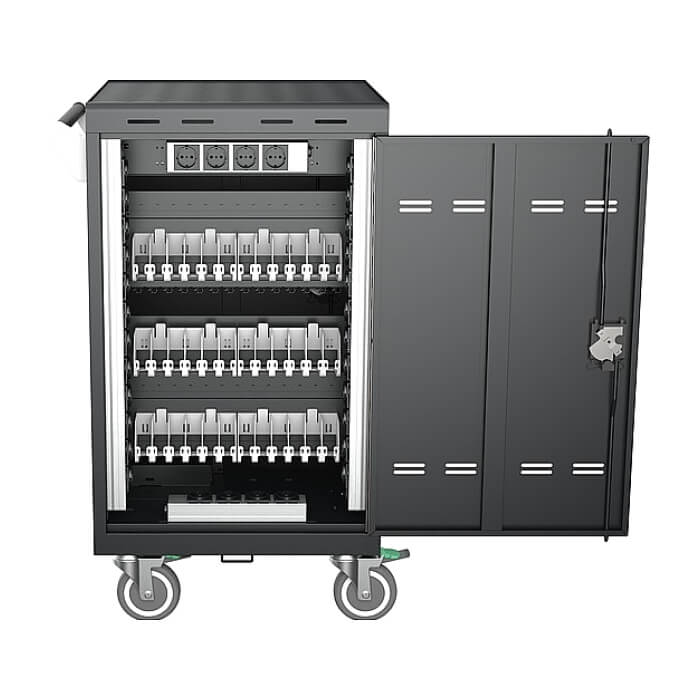ACER Charging cart 32 slots, supports Laptops, Chromebooks, Tablets up to 15.6'', 2 point steel locking mechanism,Smart cycle charching technology, Streamlined cable and power management, Solid Steel ID 75272 (тъмнейл - 5)