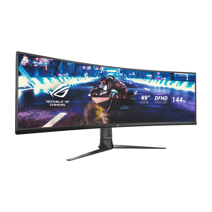 Asus ROG STRIX Curved XG49VQ, 49" DFHD (3840x1080) Gaming monitor, VA, up to 144Hz, 125% sRGB, DP, HDMI, USB3.0, FreeSync 2 HDR, DisplayHDR400, AuraSync, Red+Dark Gray ID 90916 (тъмнейл - 2)