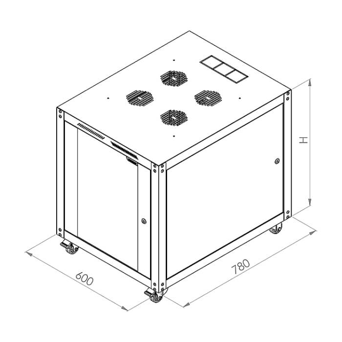 Formrack 19" Free standing rack 42U 600/800mm, height: 2096 mm, loading capacity: 600 kg, front tempered glass door, openable locking sides and back (does not include castor/feet group) ID 71965 (тъмнейл - 2)