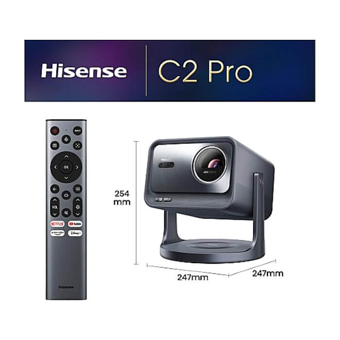 Hisense C2 Pro Smart mini Laser Projector, 4K Ultra HD 3840x2160, 2000:1, 2600 lum, 60 Hz, Optical Zoom& Digital Zoom,Dolby Vision, IMAX enhanced,Dolby Vision, HDR10+, HDR10, HLG, 2*10W ID 85752 (тъмнейл - 2)