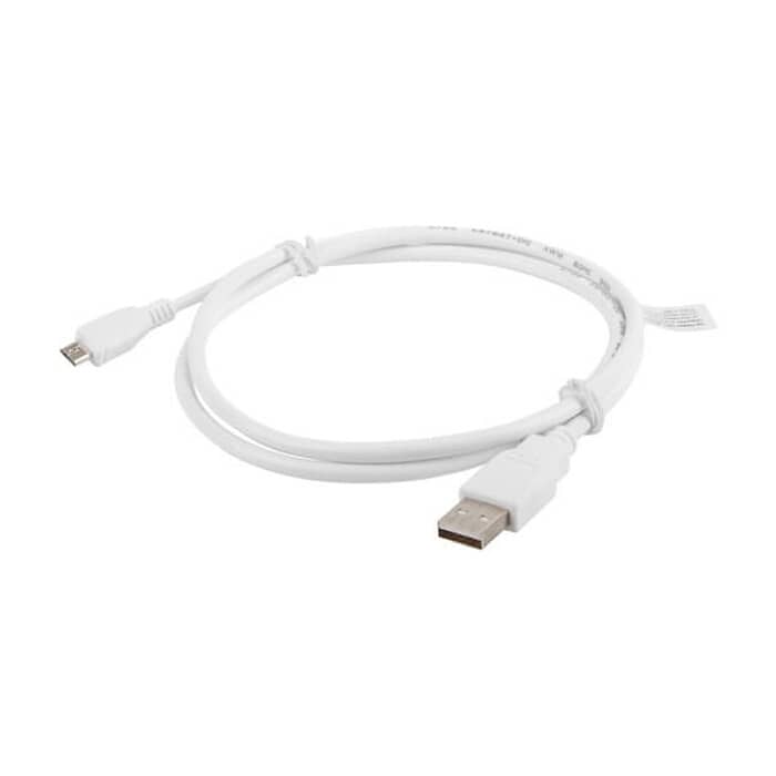 Кабел - Lanberg USB MICRO-B (M) -> USB-A (M) 2.0 cable, 1m, white ID 72638 (тъмнейл - 2)