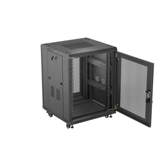 Lanberg rack cabinet 19" free-standing 15U/600X600 (FLAT PACK) with mesh door black ID 98074 (тъмнейл - 2)