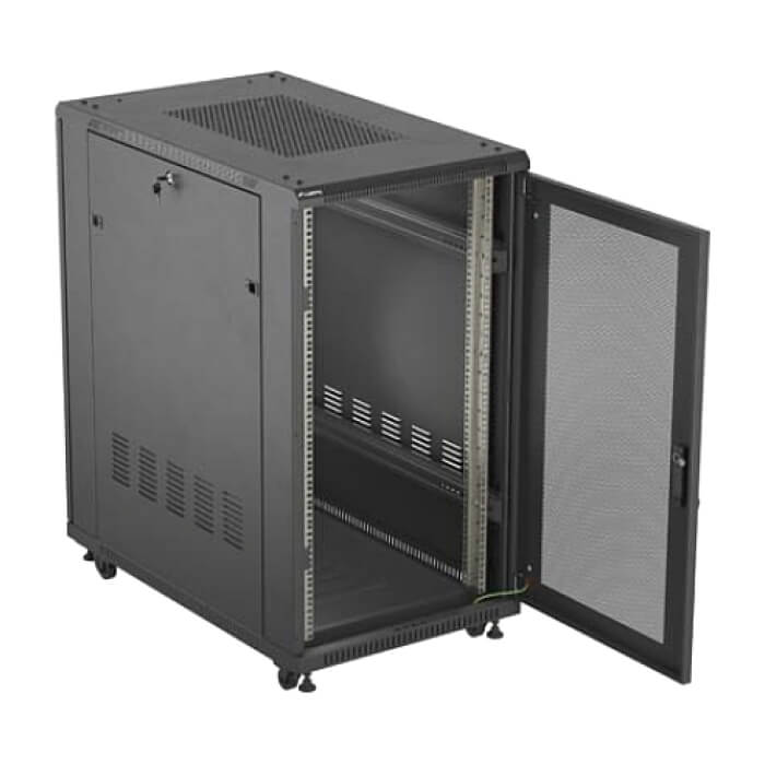 Lanberg Rack Cabinet 19" Free-Standing 22U/600X1000 (FlAT Pack) With Mesh Door Black ID 98072 (тъмнейл - 3)