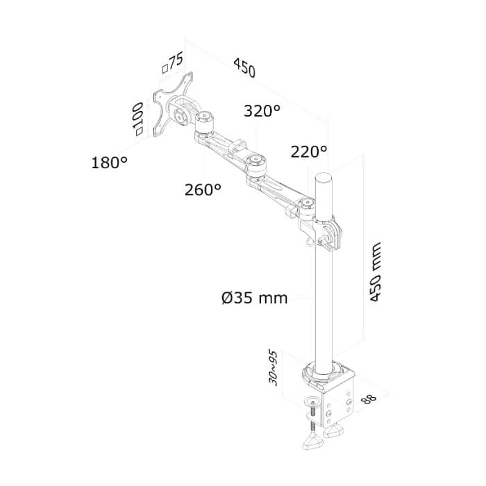 Neomounts by NewStar Flat Screen Desk Mount (clamp) ID 66792 (тъмнейл - 3)