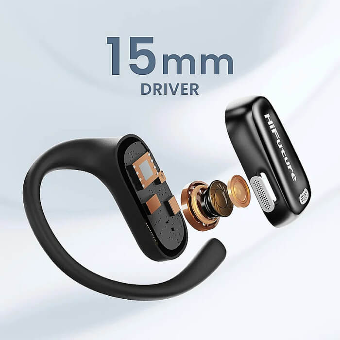 HiFuture Sonify Black, Open Ear Comfort, Bluetooth 5.4, 4 Mics ENC Calling System, Playtime up to 20 Hours, IPX5 Waterproof, 15mm Driver Bass Boost ID 94744 (тъмнейл - 3)