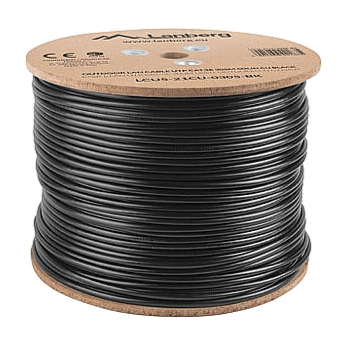 Кабел - Lanberg LAN cable UTP Cat.5e 305m Outdoor Solid CU Fluke Passed, black ID 72711 (тъмнейл - 3)