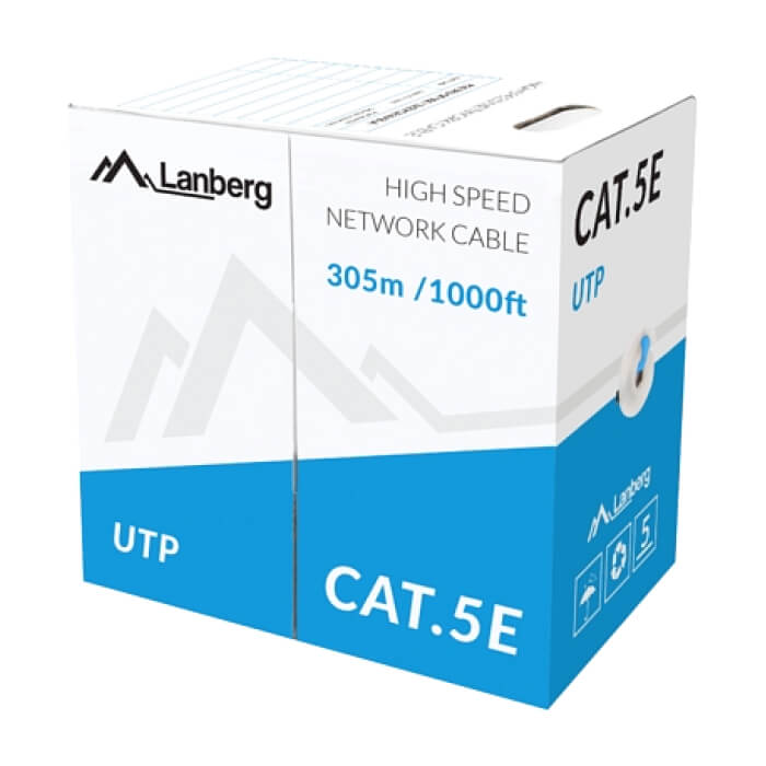 Кабел - Lanberg Lan Cable UTP Cat.5e 305m Solid CCA Blue ID 72718 на супер цена от GT Computers Кабел - Lanberg Lan Cable UTP Cat.5e 305m Solid CCA Blue ID 72718 на супер цена