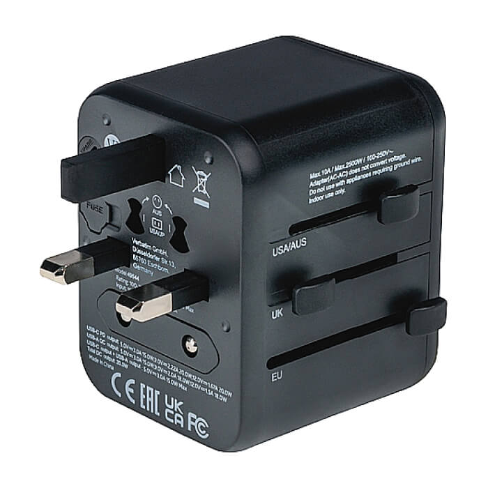 Verbatim UTA-02 Universal Travel Adapter with 1 x USB-C PD 20W / 1 x USB-A QC 3.0 (тъмнейл - 5)
