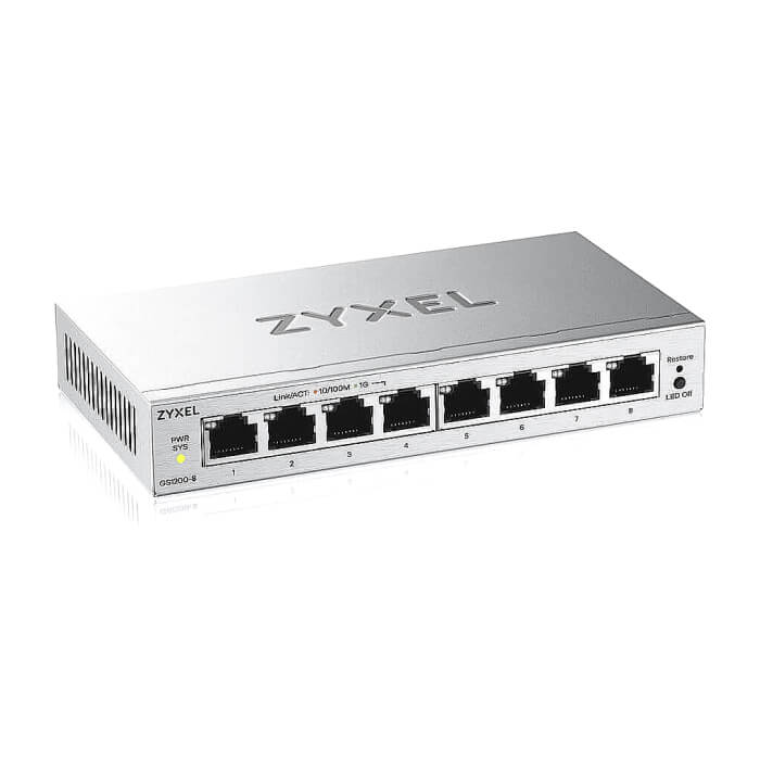 ZyXEL GS1200-8 v3, 8 Port Gigabit webmanaged Desktop Switch (тъмнейл - 2)