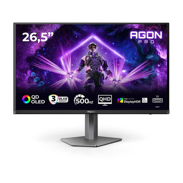 AOC AG276QKD2, 26.5" QD-OLED, 2560x1440@500Hz, 0.03ms GtG, 1000cd m/2, 1.5M:1, 80M:1 DCR, Adaptive Sync, Low Blue Light, FlickerFree, 5Wx2, Tilt, Height Adjust, Pivot, Swivel, ID 97974 на супер цена