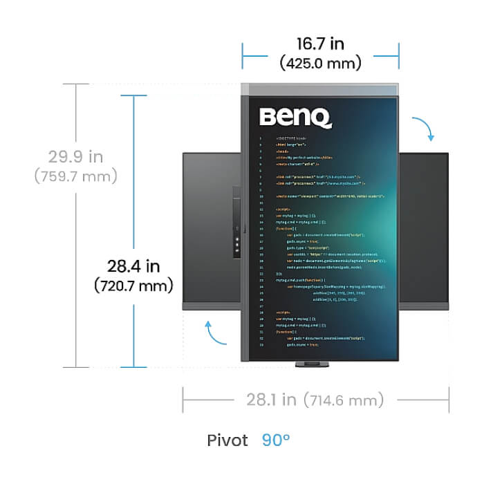 BenQ RD320UA 32" IPS, 3:2, 3840x2160, 95% P3 wide color, HDR 400, 1.07 billions color, HDMI2.0, DP1.4 x1, USB-C 90W x1, built-in speakers 2Wx2, Ergo Stand ID 97663 (тъмнейл - 5)