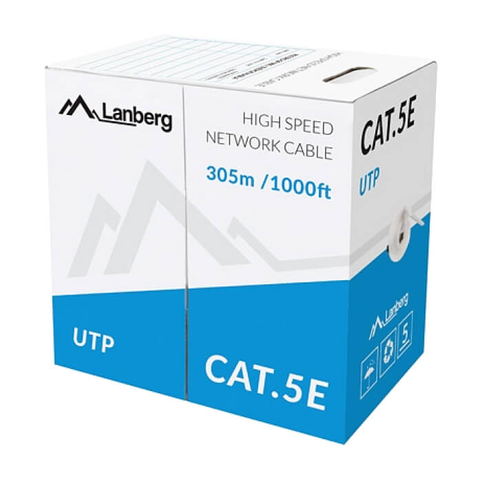 Кабел - Lanberg LAN cable UTP CAT.5E 305m solid CCA, grey ID 72719